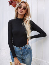 Load image into Gallery viewer, Frill Trim Rib-Knit Sweater
