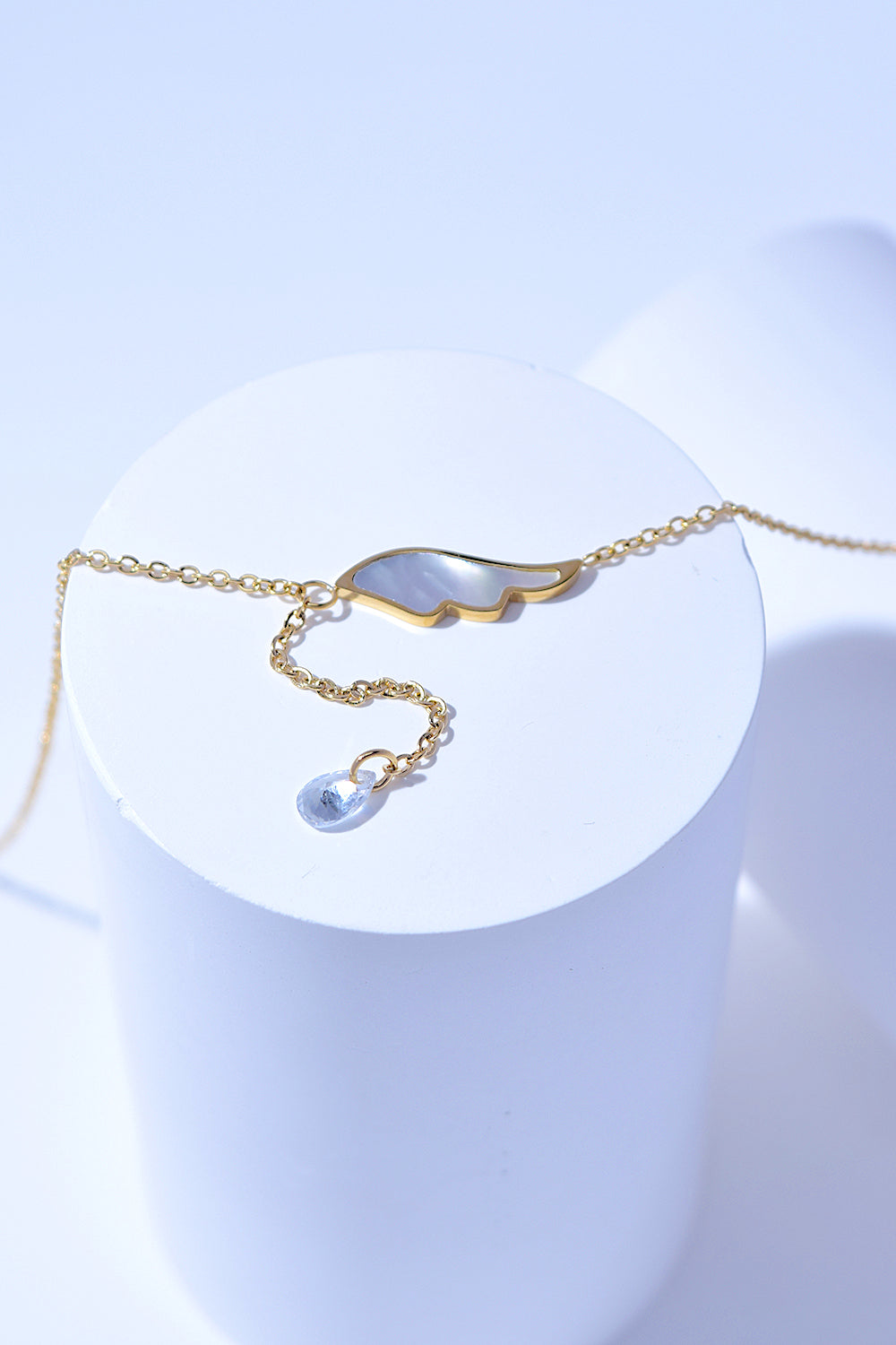 Cubic Zirconia Drop Pendant Chain Necklace