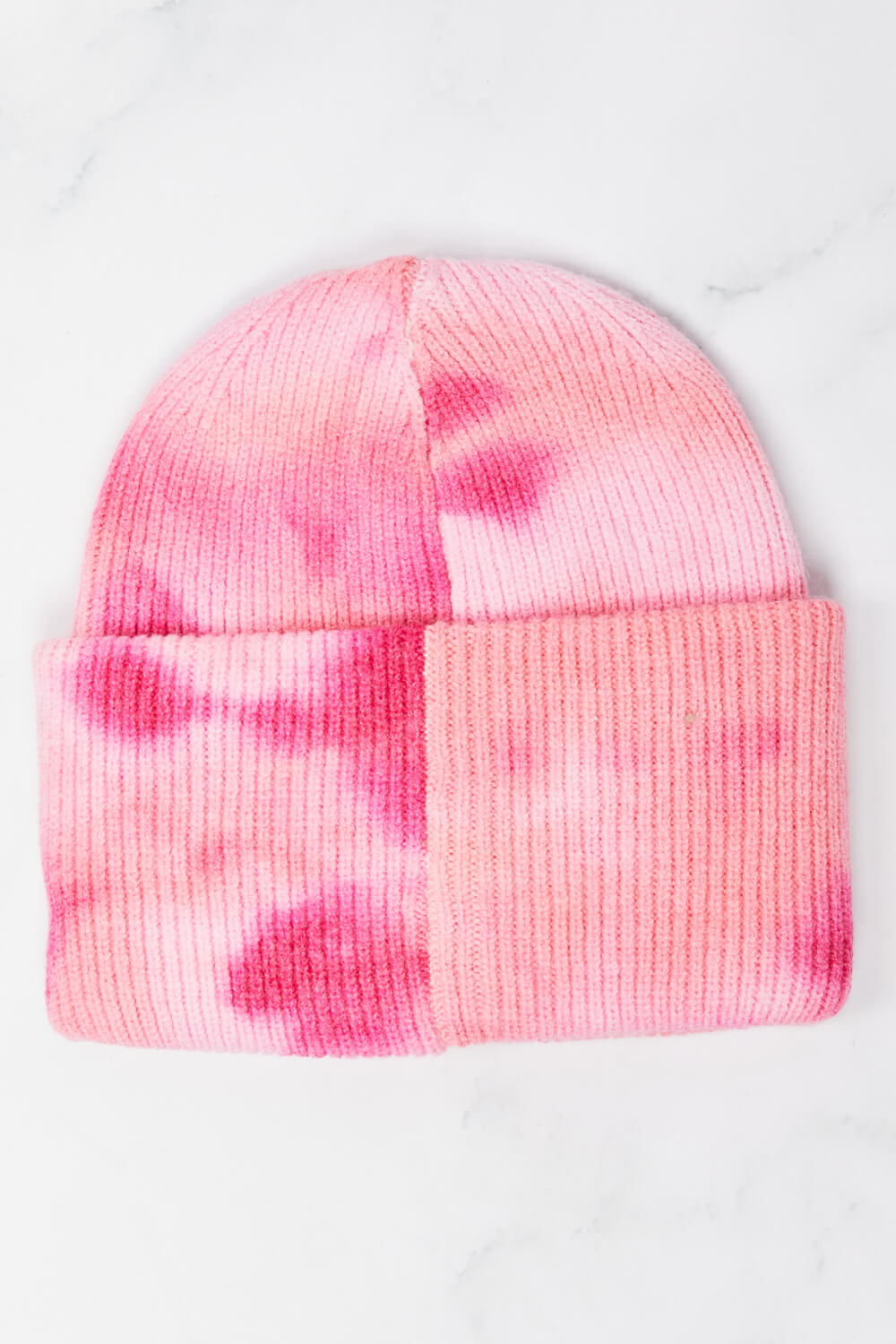 Tie-Dye Rubber Patch Beanie in Pink