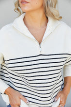 Load image into Gallery viewer, HYFVE Crisp Autumn Air Striped Quarter-Zip Knit Pullover
