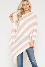 Load image into Gallery viewer, Striped Poncho with Fringe
