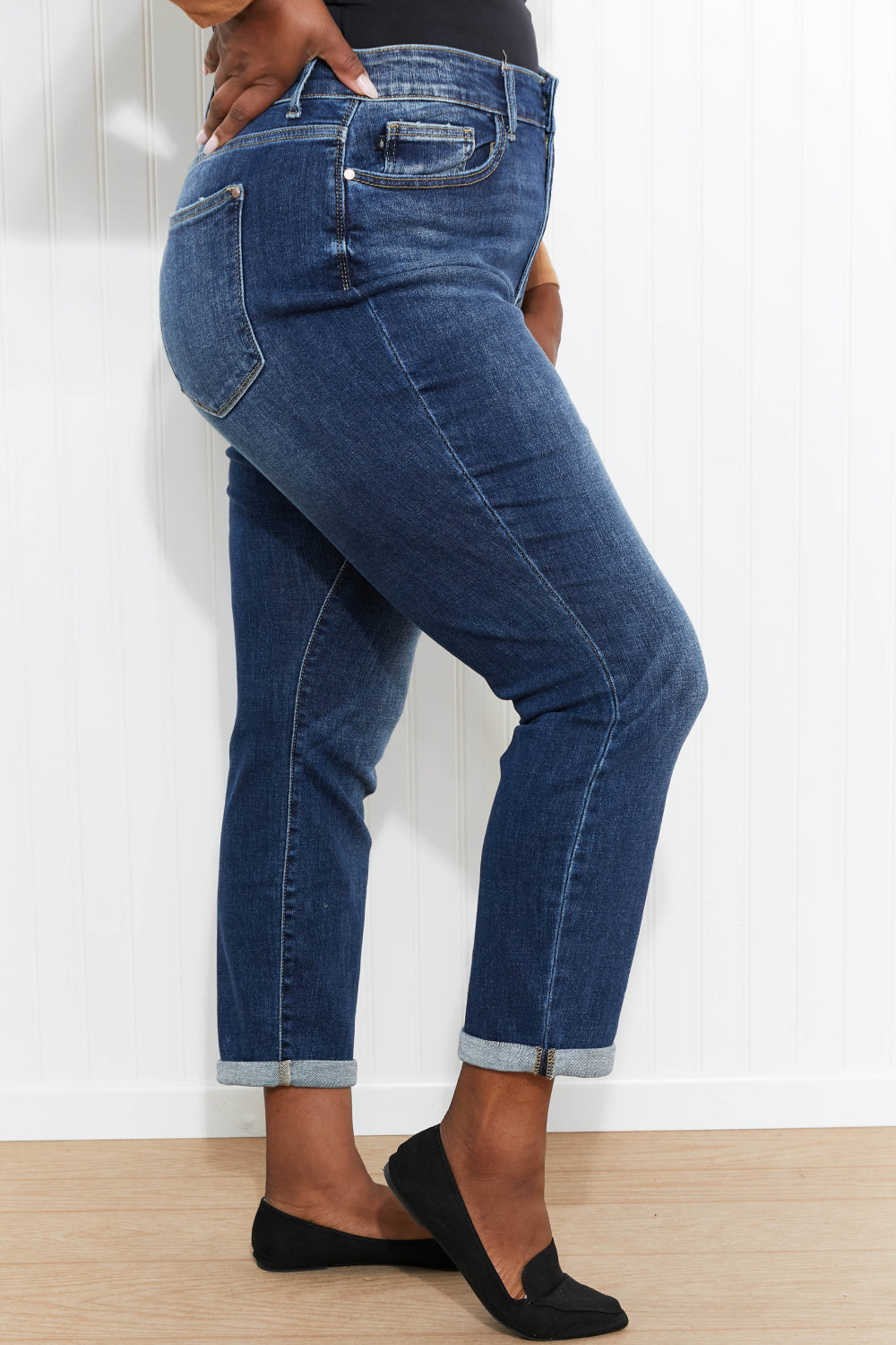 Judy Blue Reese Full Size Mid-Rise Cuffed Boyfriend Jeans