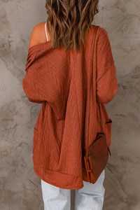 Open Front Textured Cardigan with Pockets