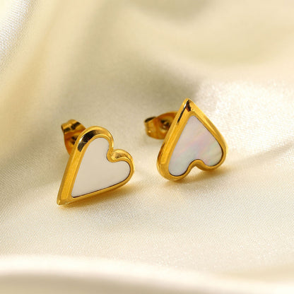 Shell Heart Stud Earrings