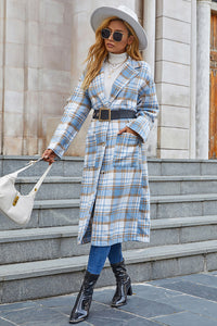 Plaid Button Front Longline Coat