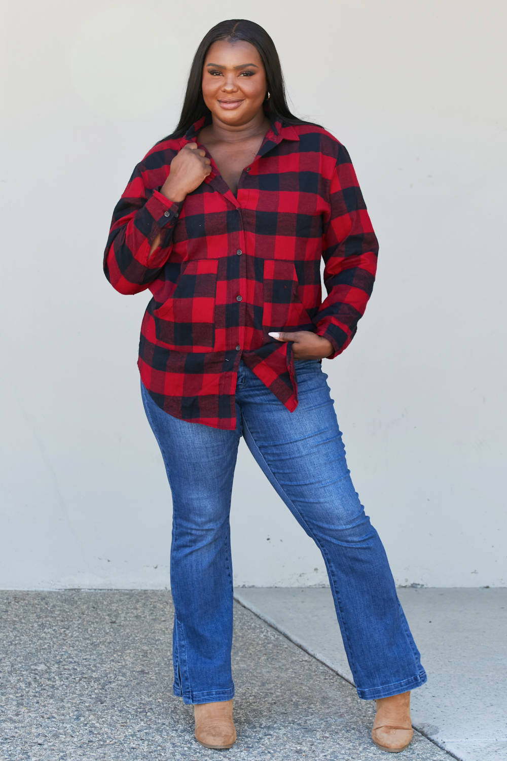 Sew In Love Full Size Plaid Button-Up Shirt