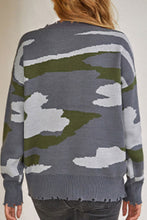 Load image into Gallery viewer, Camouflage Destroyed Hem Sweater
