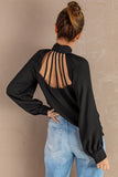 Tie Neck Strappy Back Shirt