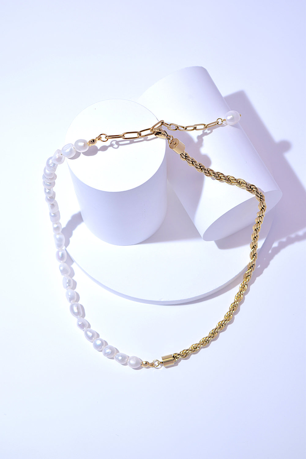 Best of Both Worlds Pearl and Chain Half and Half Necklace