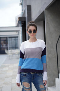 Striped Crewneck Long Sleeve Pullover Sweater