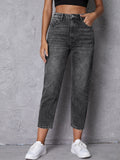 High-Waisted Cropped Jeans with Pockets