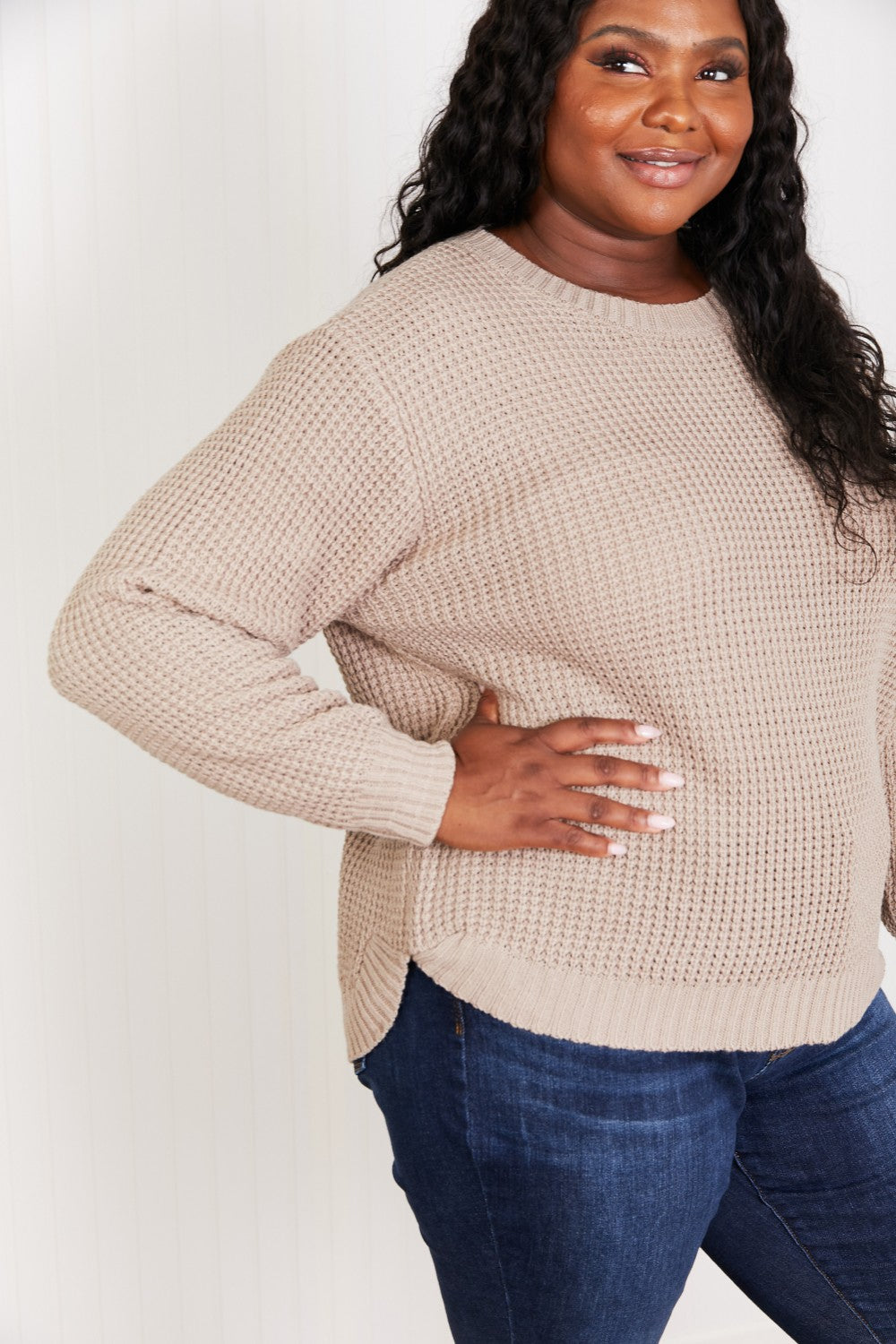 Zenana Autumn is Calling Full Size Waffle Knit Sweater