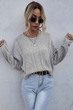 Load image into Gallery viewer, Cable-Knit Dropped Shoulder Cropped Sweater
