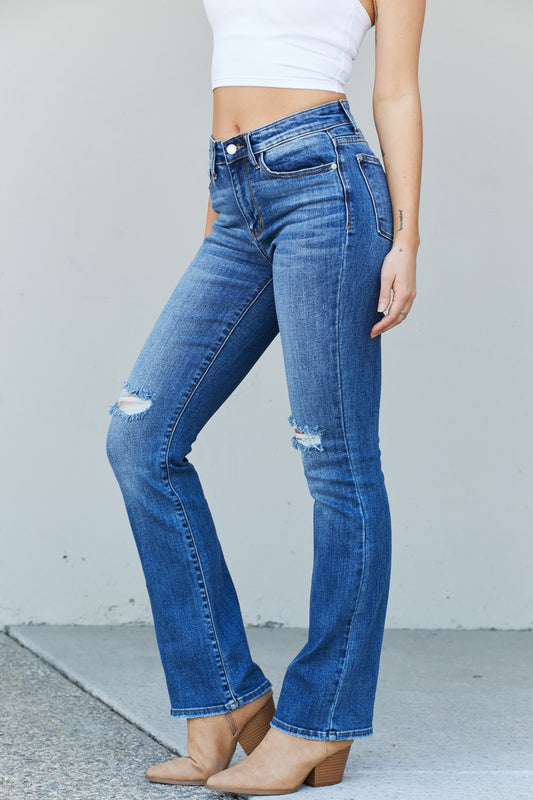 Judy Blue Full Size Distressed Knee Bootcut Jeans