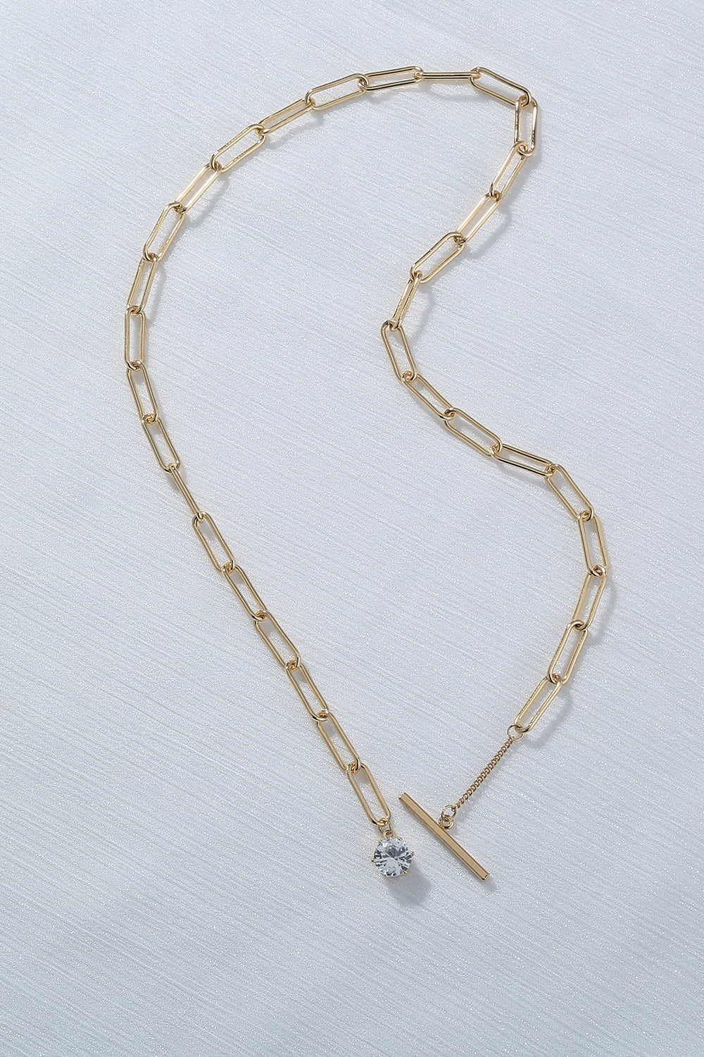 Front-Clasp Cable Chain Necklace with Rhinestone