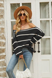 Striped Rib-Knit Off-Shoulder Sweater