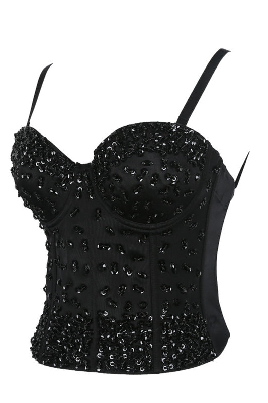 Sequined Bustier with Boning