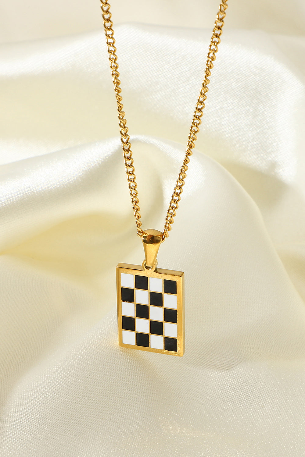 Checkerboard Style Pendant Necklace