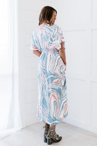 ODDI Down to Earth Full Size Run Marbled Midi Dress