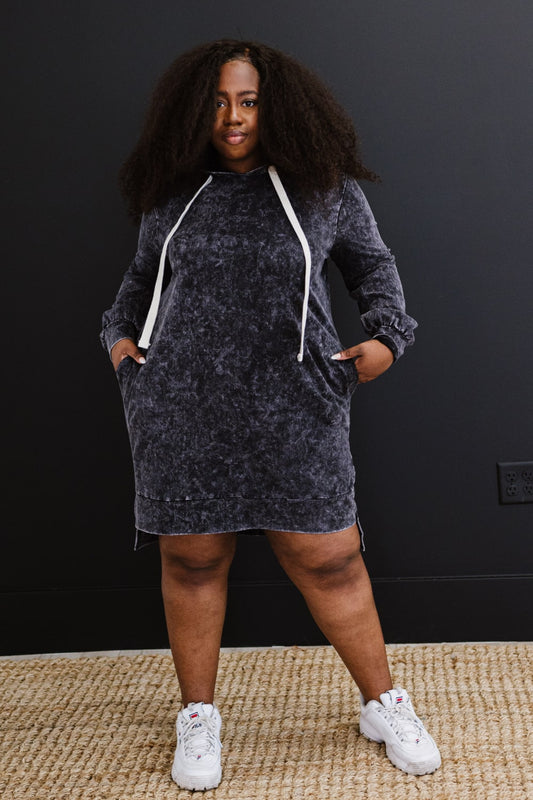 Zenana Remember When Full Size Run Mineral Wash Hooded Dress