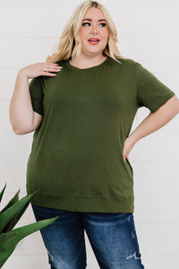 Plus Size Side Slit Round Neck T-Shirt