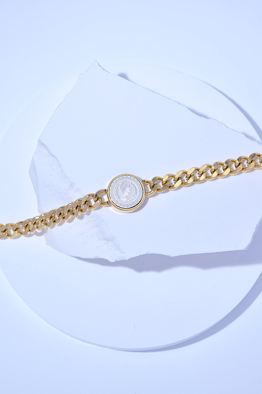 Curb Chain Coin Bracelet