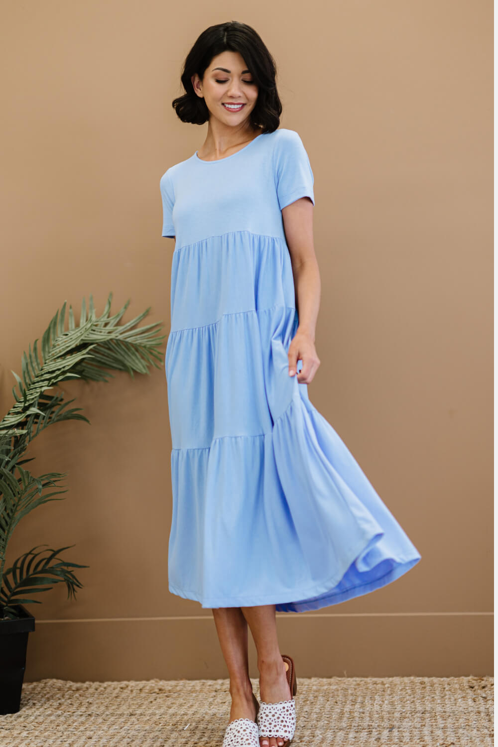 Zenana First Impressions Full Size Tiered Midi Dress