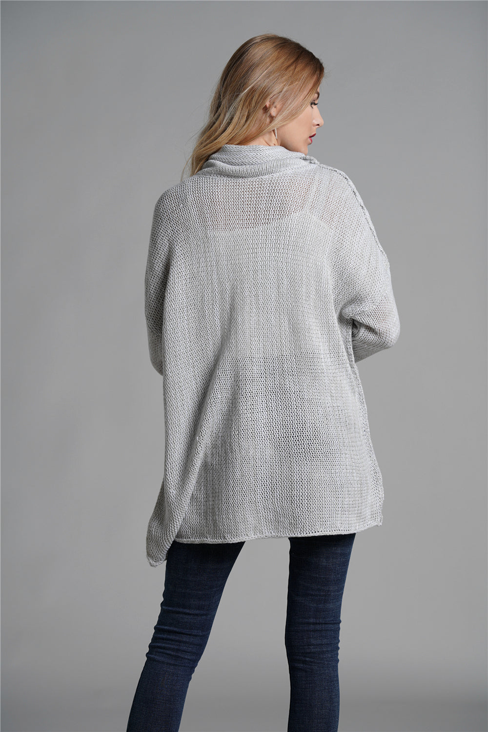 Exposed Seam Funnel Neck Tunic Sweater