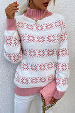 Load image into Gallery viewer, Snowflake Contrast Trim Long Sleeve Sweater
