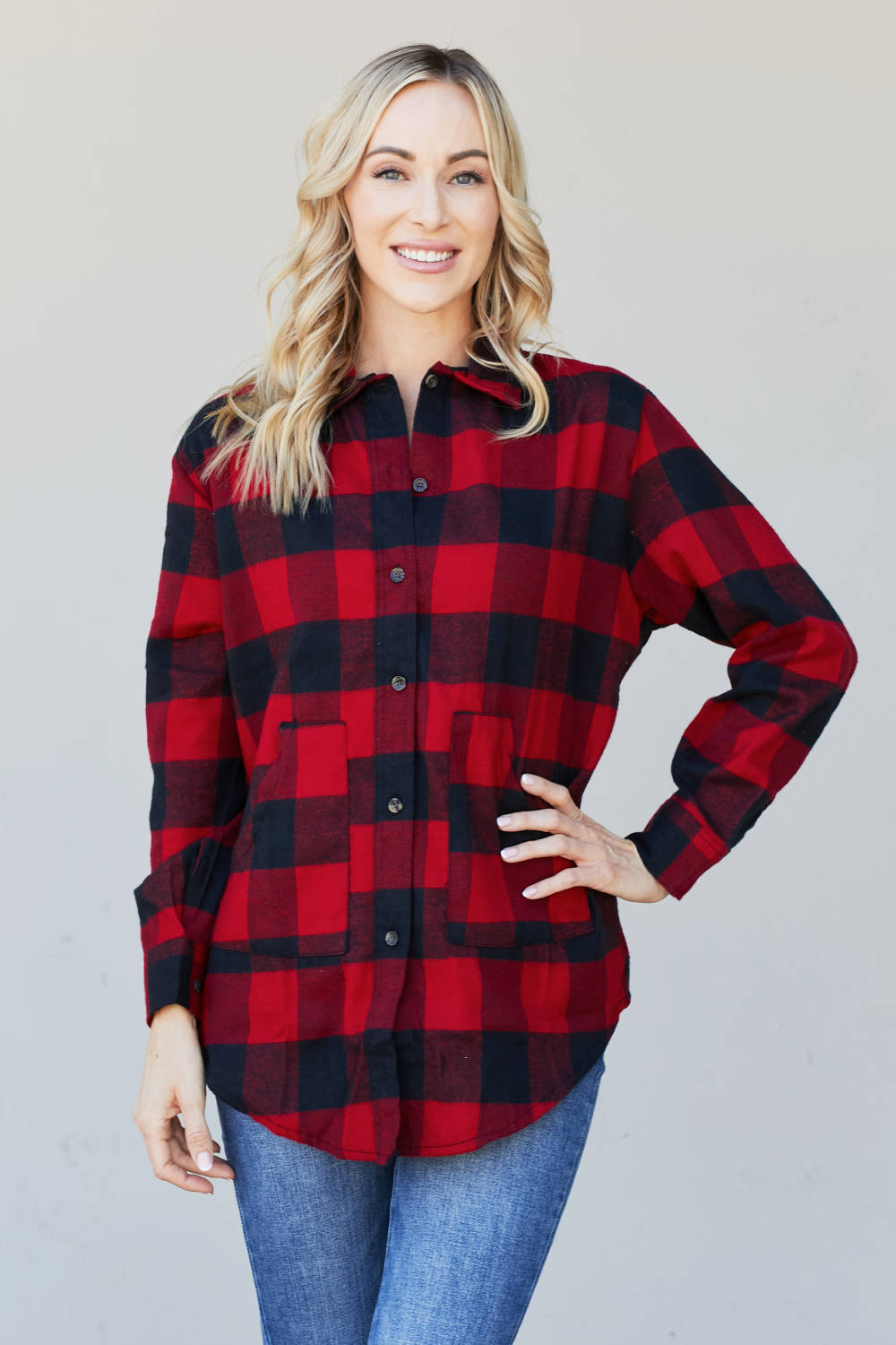 Sew In Love Full Size Plaid Button-Up Shirt