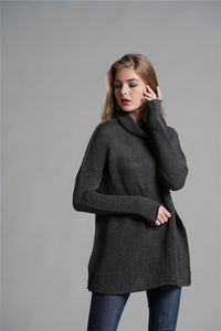 Exposed Seam Funnel Neck Tunic Sweater