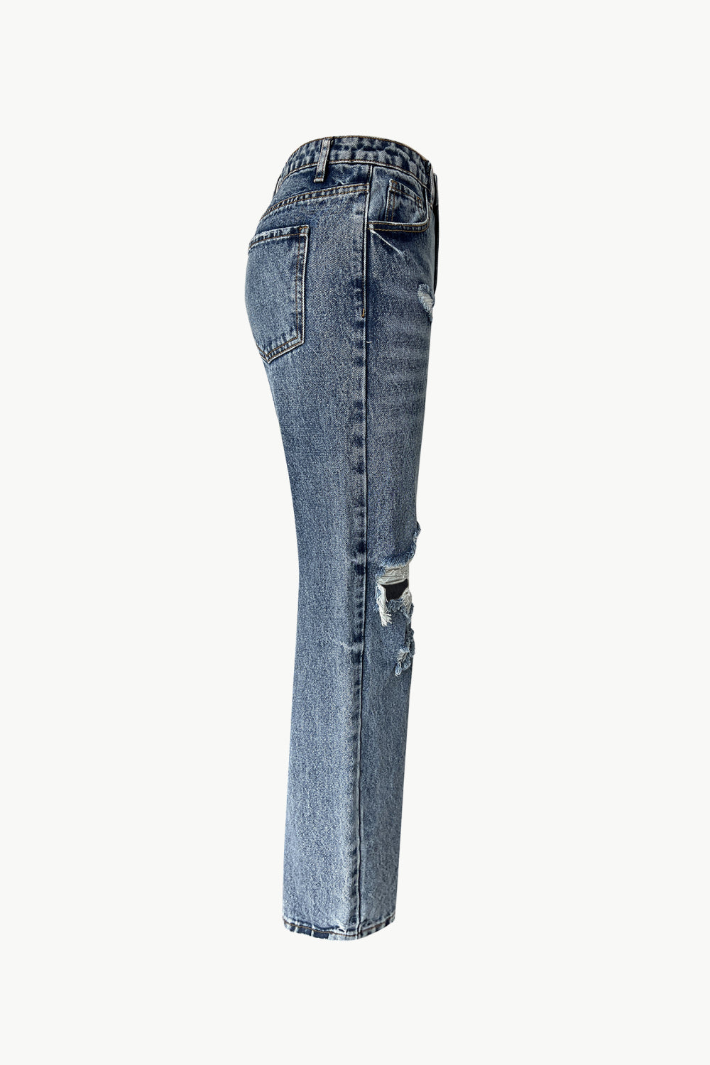 Distressed Pocketed Straight Leg Jeans