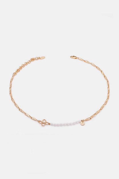 Decorative Twist Pearl 18K Gold-Plated Necklace