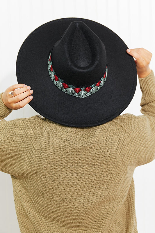 Fame Biggest Fan Geometric Strap Fedora