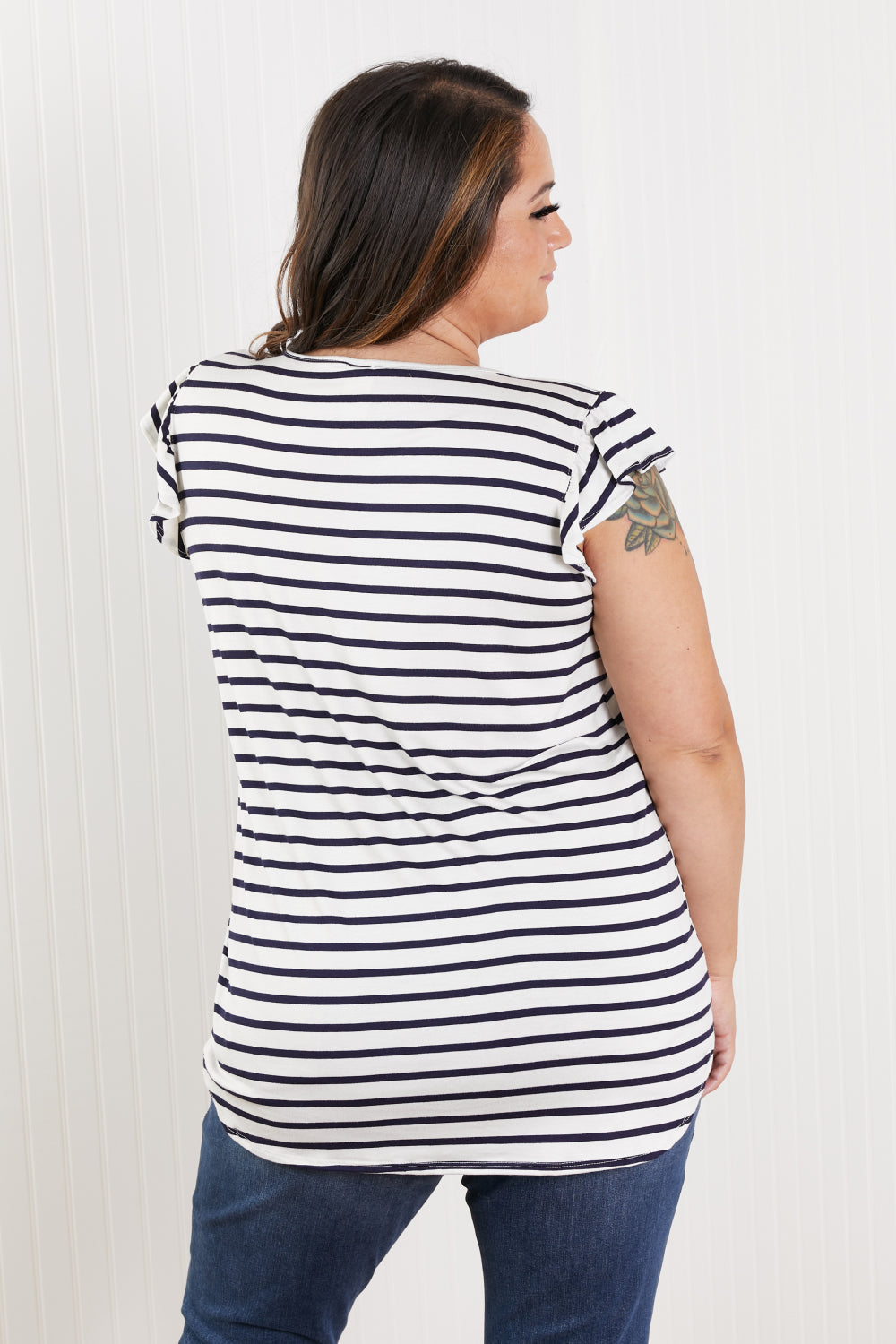 Sew In Love Illuminate the Way Full Size Striped Tee in Navy