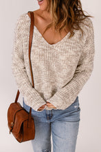 Load image into Gallery viewer, Heathered Chunky Knit Twisted Open Back Sweater
