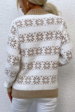 Load image into Gallery viewer, Snowflake Contrast Trim Long Sleeve Sweater
