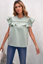 Load image into Gallery viewer, Ruffled Crewneck Sleeveless Blouse
