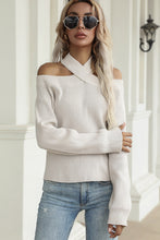 Load image into Gallery viewer, Halter Cold Shoulder Rib-Knit Sweater
