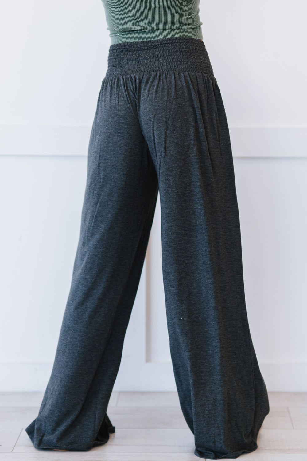 Zenana Easy Breezy Full Size Palazzo Pants in Charcoal