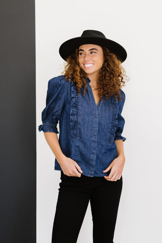 Sweet Generis Be True Full Size Run Denim Top