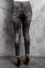 Load image into Gallery viewer, Acid Wash Raw Hem Distressed Jeans
