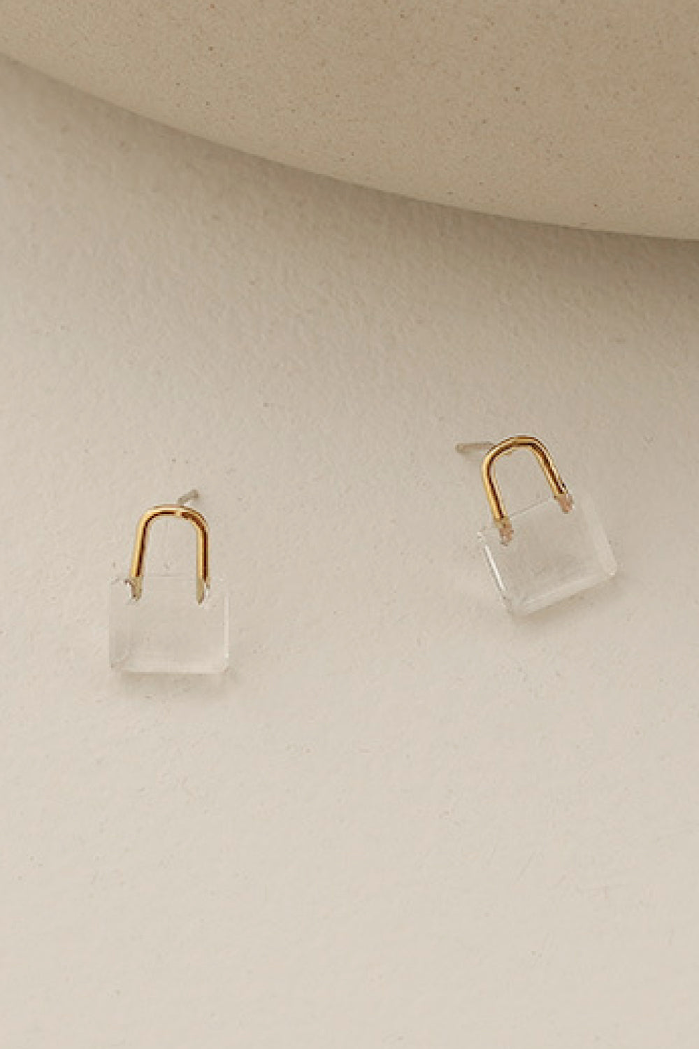 Crystal Glass Lock Earrings