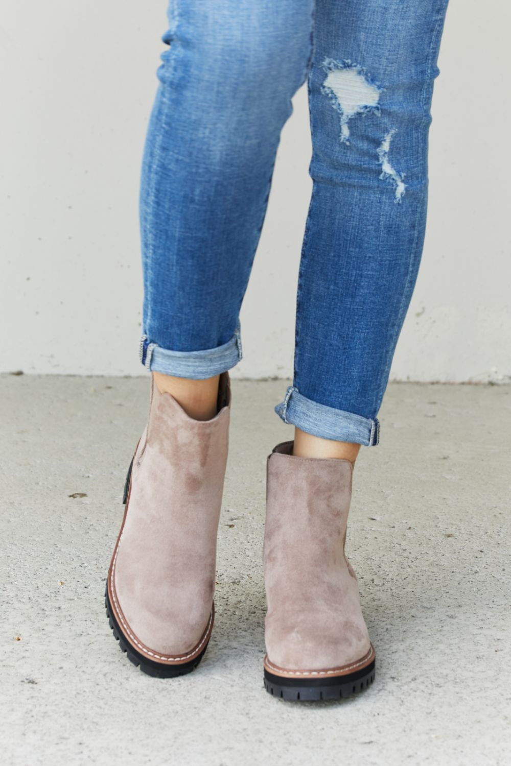 Weeboo Elastic Panel Faux Leather Booties