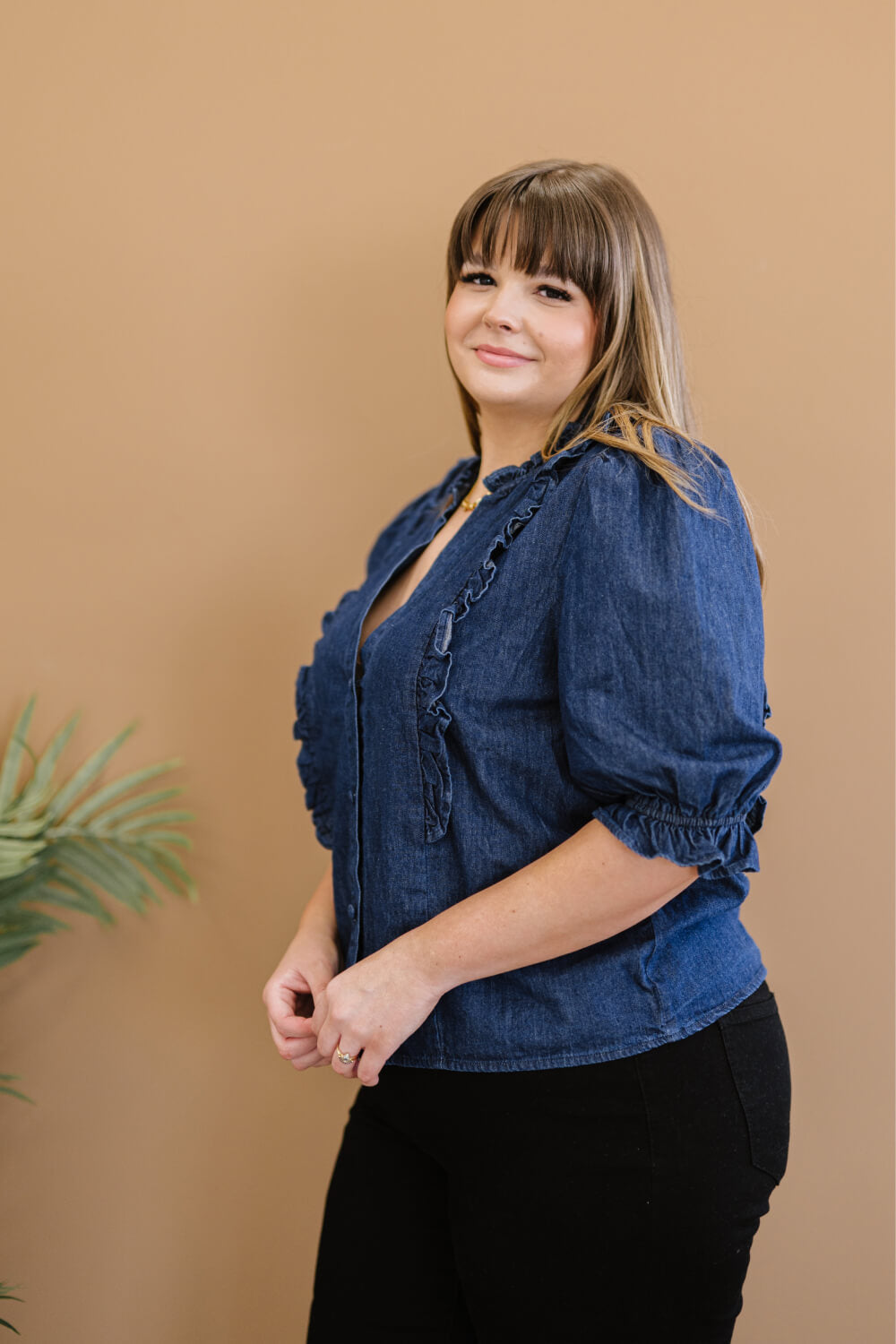 Sweet Generis Be True Full Size Run Denim Top