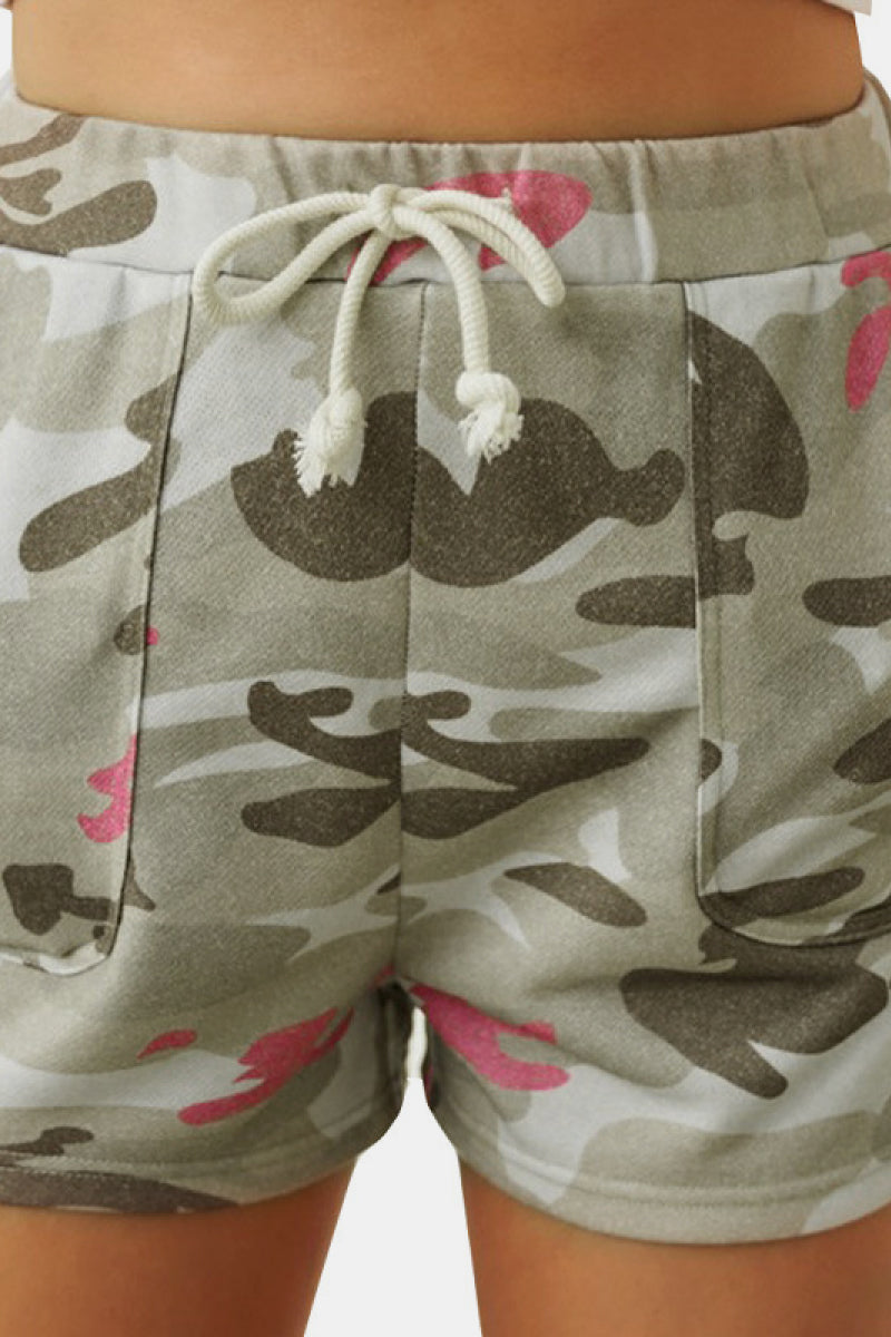 Camouflage High Rise Drawstrings Shorts