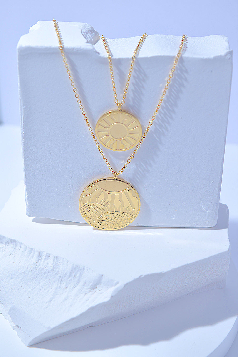 Coin Pendant Double-Layered Necklace