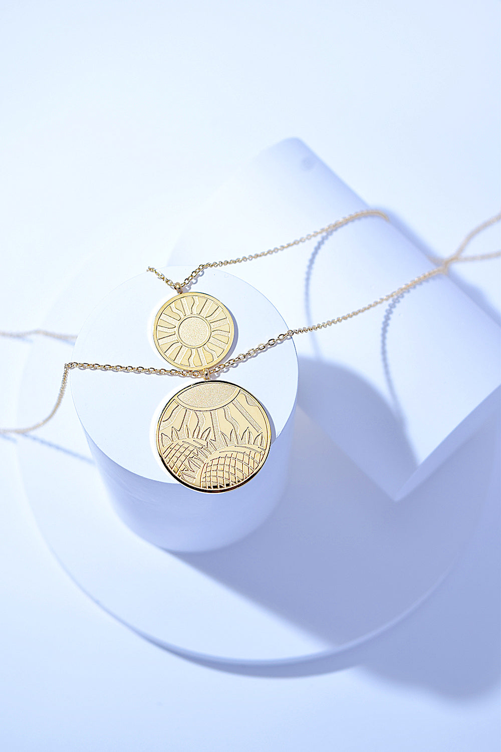 Coin Pendant Double-Layered Necklace