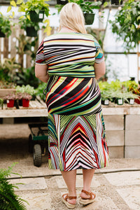 Plus Size Rainbow Stripe Fishtail Dress