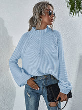 Load image into Gallery viewer, Openwork Chunky Knit Lantern Sleeve Sweater
